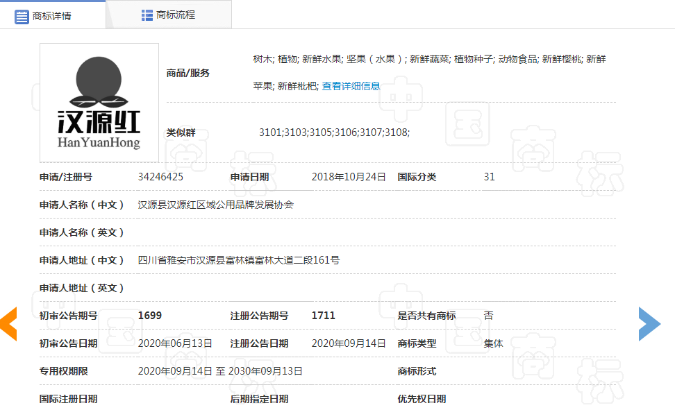 集體商標漢源紅成功注冊