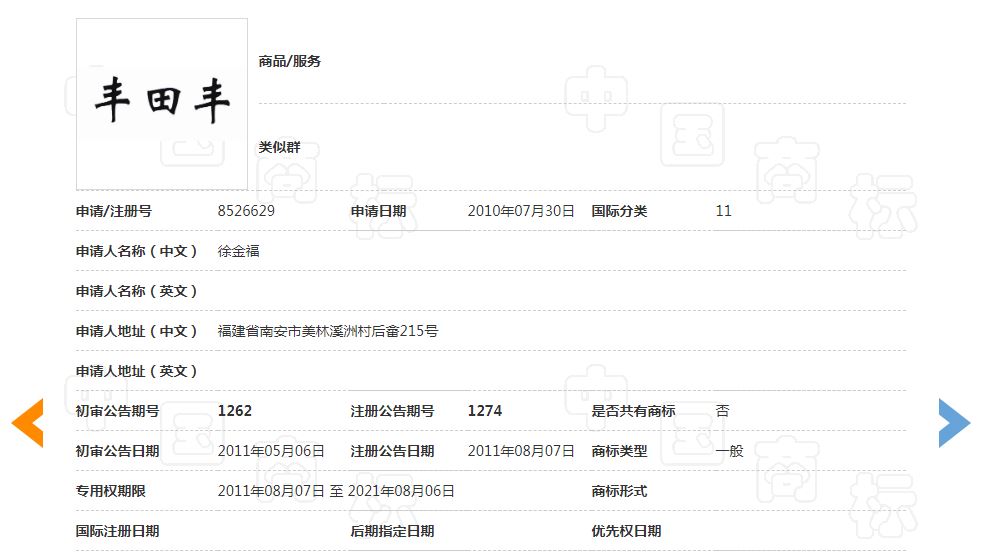 豐田豐商標異議復審案