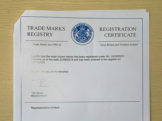 英國商標注冊證書